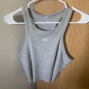 ALO Yoga Cropped Aspire Tank Gray Size L
